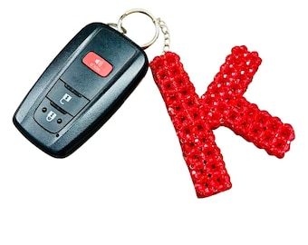 Handmade red beaded letter "k" keychain