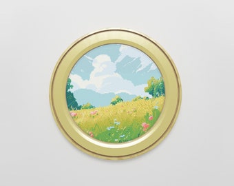 Ghibli inspired Meadow Cross Stitch Pattern | Anime Landscape Cross Stitch Chart Download | Nature Cross Stitch | Large Modern Cross Stitch