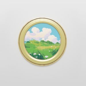 Ghibli inspired Meadow Cross Stitch Pattern | Anime Landscape Cross Stitch Chart Download | Nature Cross Stitch | Large Modern Cross Stitch