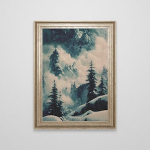 Schnee Berg Landschaft Kreuzstich Muster | Vintage Kreuzstich Vorlage | Großes Kreuzstich PDF | Kreuzstich