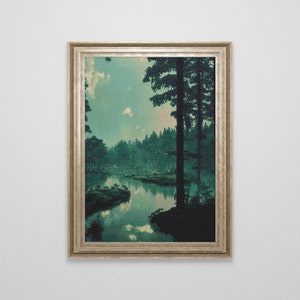 Dark Forest Cross Stitch Pattern | Landscape Cross Stitch Chart Download | Nature Cross Stitch Patterns | Large Counted Cross Stitch PDF