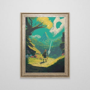 Patrón de punto de cruz inspirado en Zelda / Punto de cruz de paisaje BOTW / Patrones de naturaleza / PDF de punto de cruz contado grande