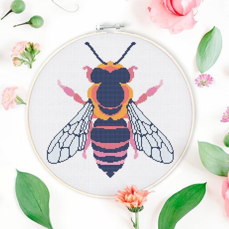 Entomology Modern Cross Stitch Pattern Honey Bee Save the Bees Hand Embroidery Cute Cross Stitch Bumble Bee Beekeeper Gift