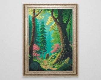 Forest Cross Stitch Pattern | Landscape Cross Stitch Chart Download | Nature Cross Stitch Patterns | Modern Large Counted Cross Stitch PDF