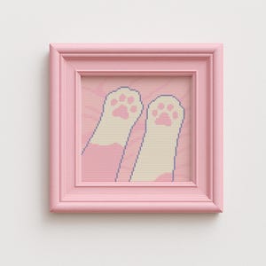 Kawaii Cat Paws Cross Stitch Pattern | Cute Animal Counted Cross Stitch PDF | Cottagecore | Modern Anime Design