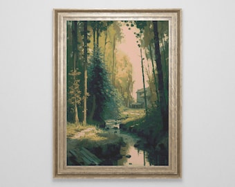 Forest River Cross Stitch Pattern | Landscape Cross Stitch Chart Download | Nature Cross Stitch Patterns | Large Counted Cross Stitch PDF