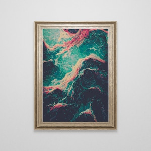 Color Waves Cross Stitch Pattern | Ocean Waves Patterns | Abstract Cross Stitch Chart Download | Large Counted Cross Stitch PDF