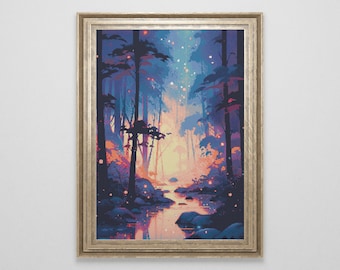 Fairy Forest Cross Stitch Pattern | Landscape Cross Stitch Chart Download | Fantasy Cross Stitch Patterns | Large Counted Cross Stitch PDF