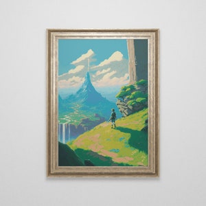 Patrón de punto de cruz inspirado en Zelda / Punto de cruz de paisaje BOTW / Patrones de naturaleza / PDF de punto de cruz contado grande