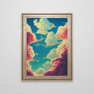 Fluffy Clouds Cross Stitch Pattern | Vintage Clouds Cross Stitch Chart Download | Large Sky Counted Cross Stitch PDF