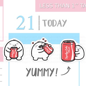 S_079 | Soda Planner Stickers, Fizzy Drink Stickers, Emoti Stickers, Food Stickers, Kawaii Stickers, Hobonichi Stickers, Emoti Stickers