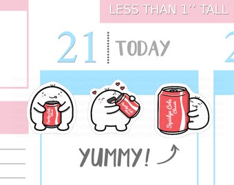 S_079 | Soda Planner Stickers, Fizzy Drink Stickers, Emoti Stickers, Food Stickers, Kawaii Stickers, Hobonichi Stickers, Emoti Stickers