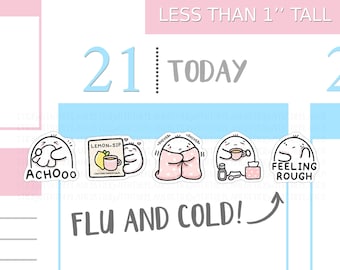 S_326 | Cold and Flu Planner Stickers,  Decorative Stickers, Tracker Stickers, Kawaii Stickers, Cute Stickers, Squidge Stickers