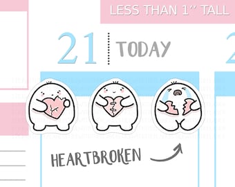 S_247 | Heartbroken Stickers,  Decorative Stickers, Tracker Stickers, Kawaii Stickers, Cute Stickers, Squidge Stickers