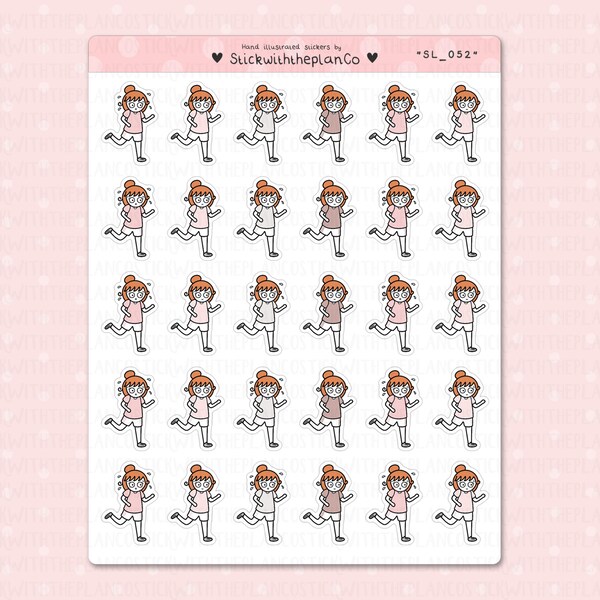 SL_052 - Running Planner Stickers, Character Stickers, Customisable Stickers, StickwiththeplanCo
