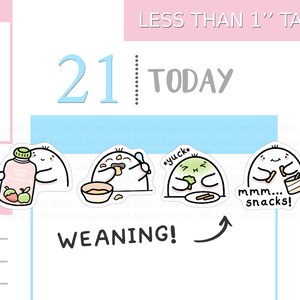 S_403 | Baby Weaning Planner Stickers,  Baby Stickers, Emoti Stickers, Mum/Mom Life Stickers, Kawaii Stickers, Cute Stickers