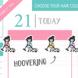 058 Hoovering Planner Stickers, Personalised Stickers, Vacuuming Stickers, Chores Stickers, Cleaning Stickers, Hobonichi Stickers image 1