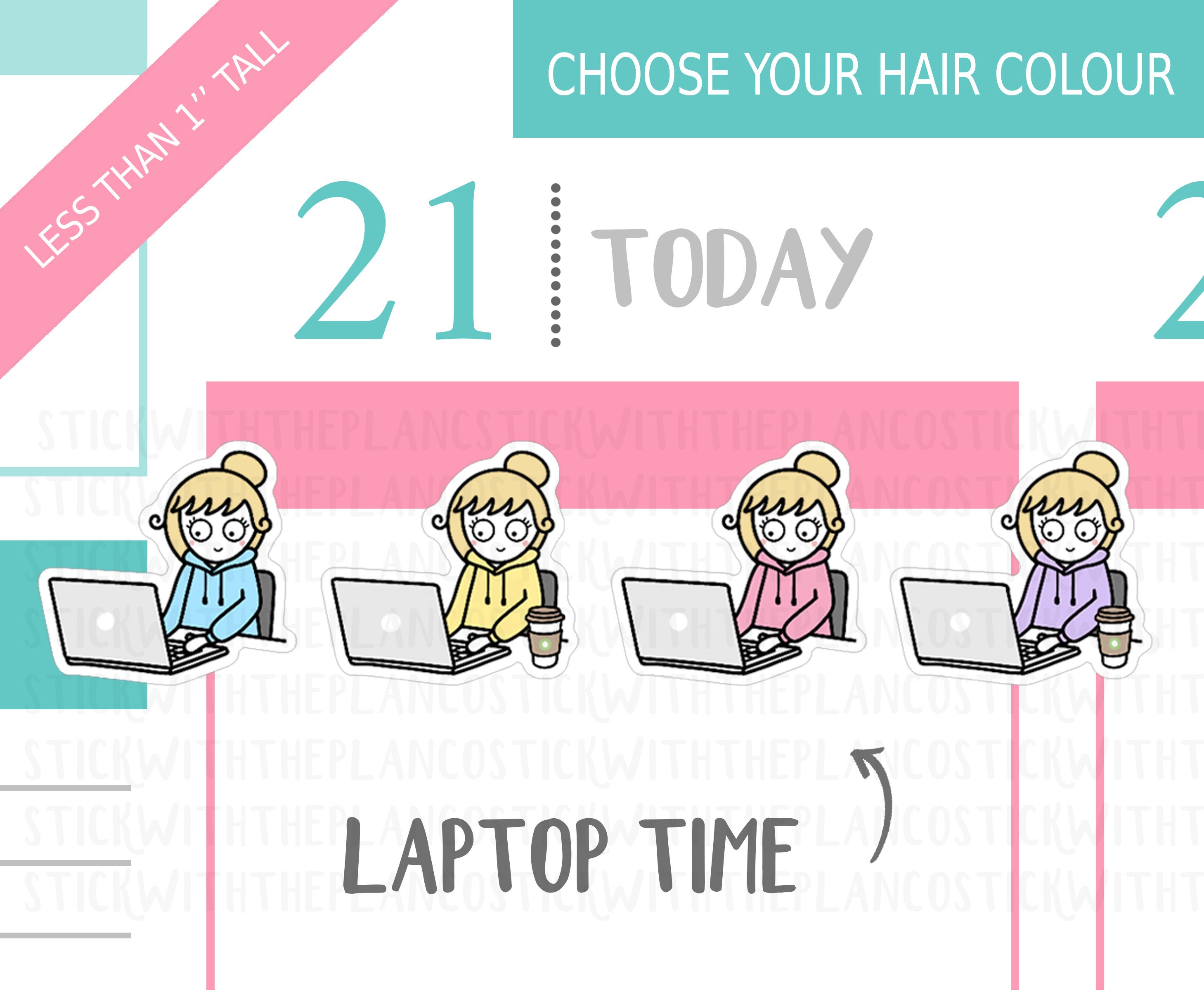 064 - Laptop Time Planner Stickers, Personalised Stickers, Working St…