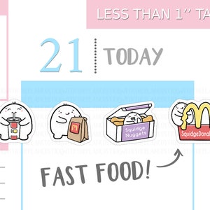 S_099 | Fast Food Squidge Planner Stickers,  Decorative Stickers, Emoti Stickers, Kawaii Stickers, Cute Stickers