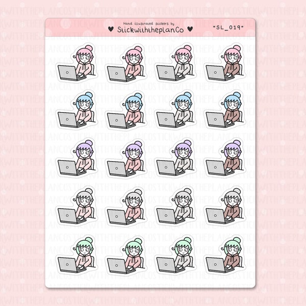 SL_019 - Laptop Planner Stickers, Character Stickers, Customisable Stickers, StickwiththeplanCo
