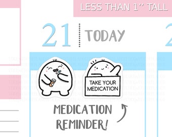 S_060 | Medication Reminder Planner Stickers, Tracker Stickers, Emoti Stickers, Vitamin Stickers, Kawaii Stickers, Character Stickers