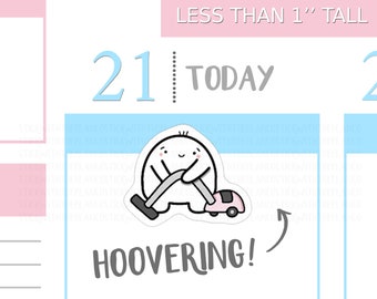 S_008 | Hoovering Planner Stickers, Vacuuming Stickers, Cleaning Stickers, Chores Stickers, Kawaii Stickers, Hobonichi Stickers