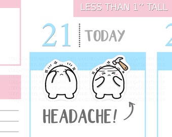 S_048 | Headache Planner Stickers, Migraine Stickers, Emoti Stickers, Kawaii Stickers, Decorative Stickers, Tracker Stickers