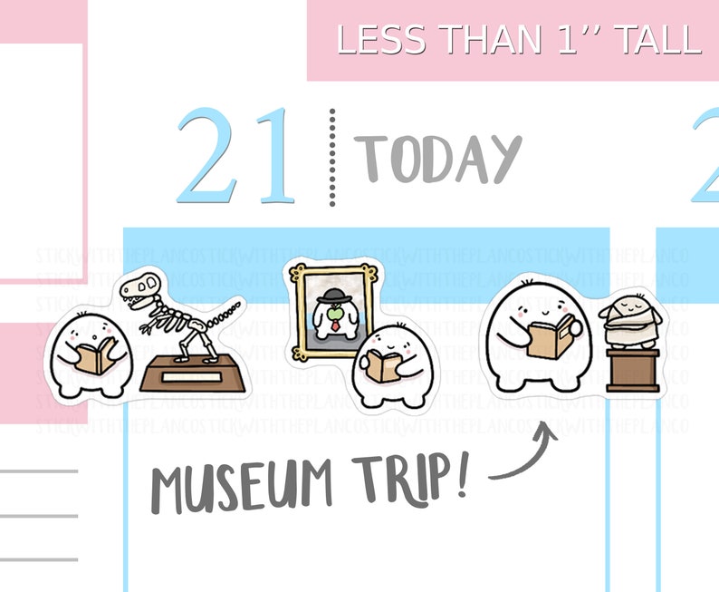 S_168 Museum Visit Stickers, Decorative Stickers, Tracker Stickers, Kawaii Stickers, Cute Stickers, Squidge Stickers image 1