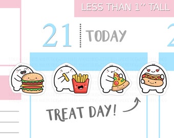 S_011 | Treat Day Planner Stickers, Food Stickers, Fast Food Stickers, Junk Food Stickers, Kawaii Stickers, Hobonichi Stickers