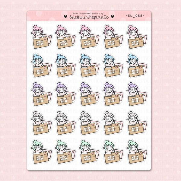 SL_085 - Mail Planner Stickers, Character Stickers, Customisable Stickers, StickwiththeplanCo, Girl Stickers