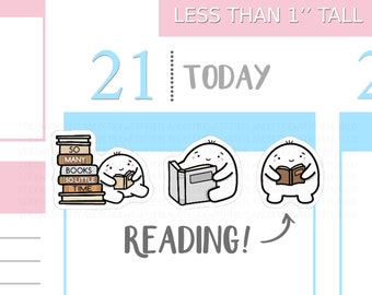 S_037 | Reading Planner Stickers,  Studying Stickers, Emoti Stickers, Book Stickers, Kawaii Stickers, Cute Stickers