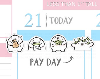 S_005 | Pay Day Planner Stickers, Money Stickers, Budgeting Stickers, Got Paid Stickers, Kawaii Stickers, Hobonichi Stickers