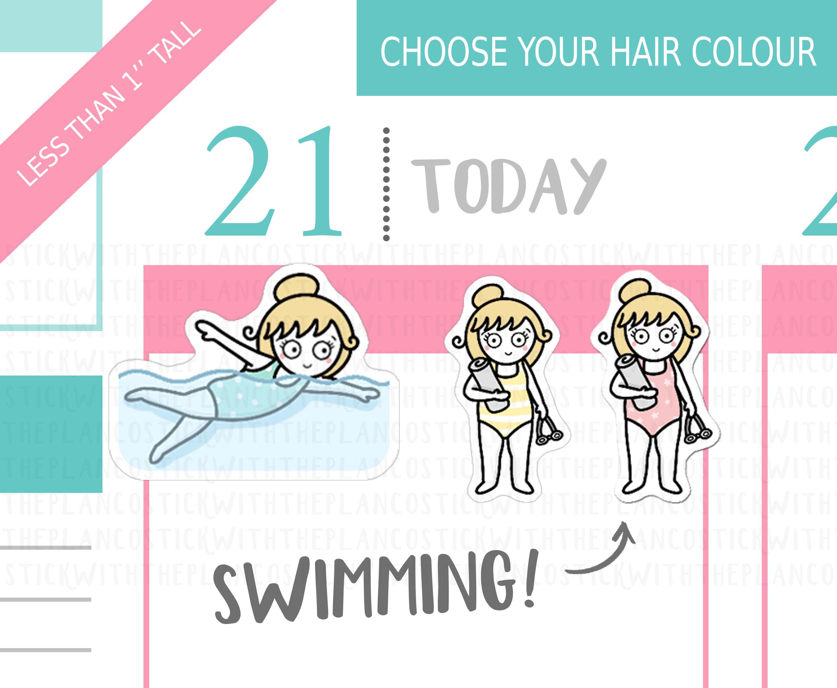 173 - Swimming Planner Stickers, Personalised Stickers, Exercise ...