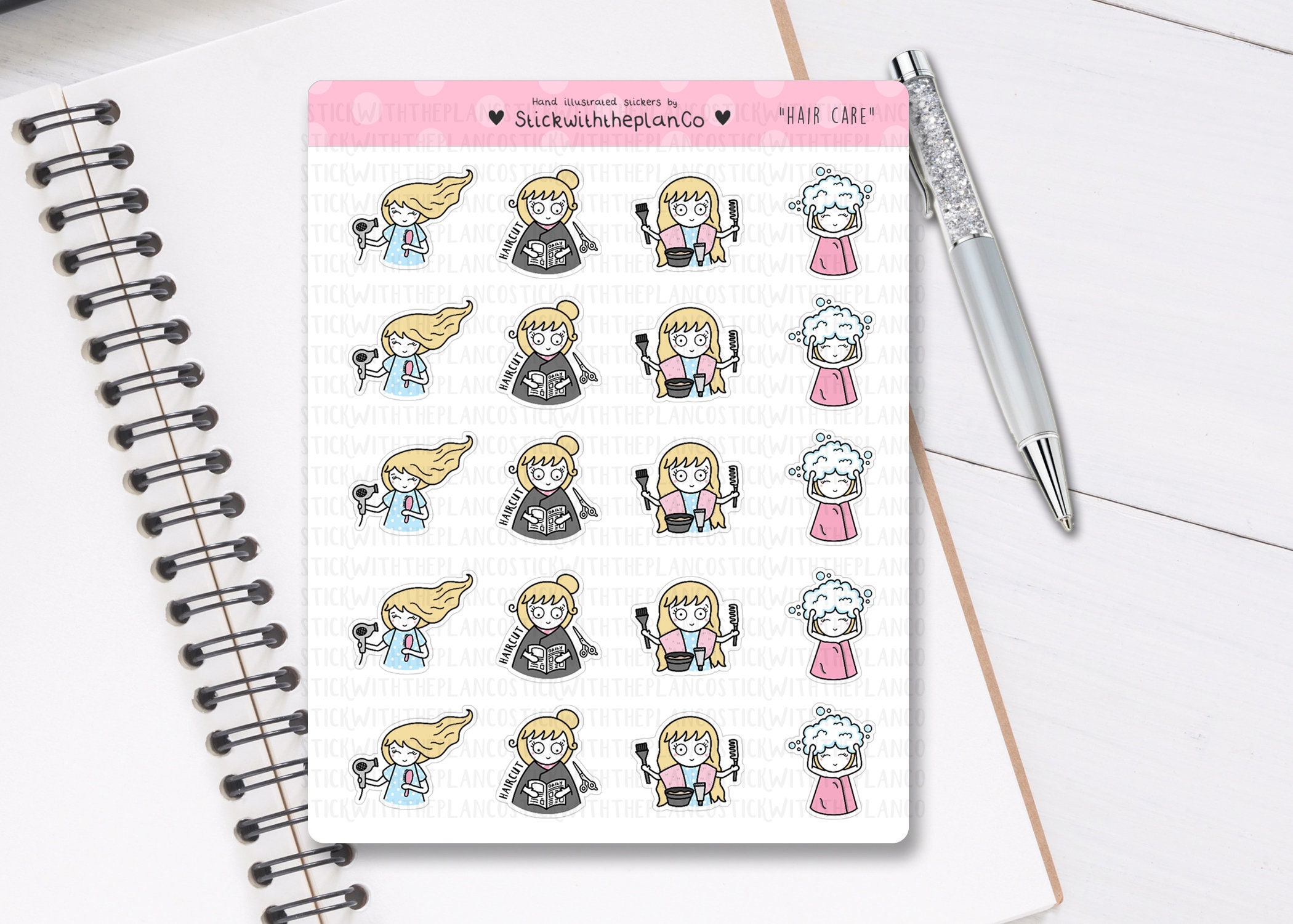 Hair Care Planner Stickers Personalised Stickers Haircut Etsy