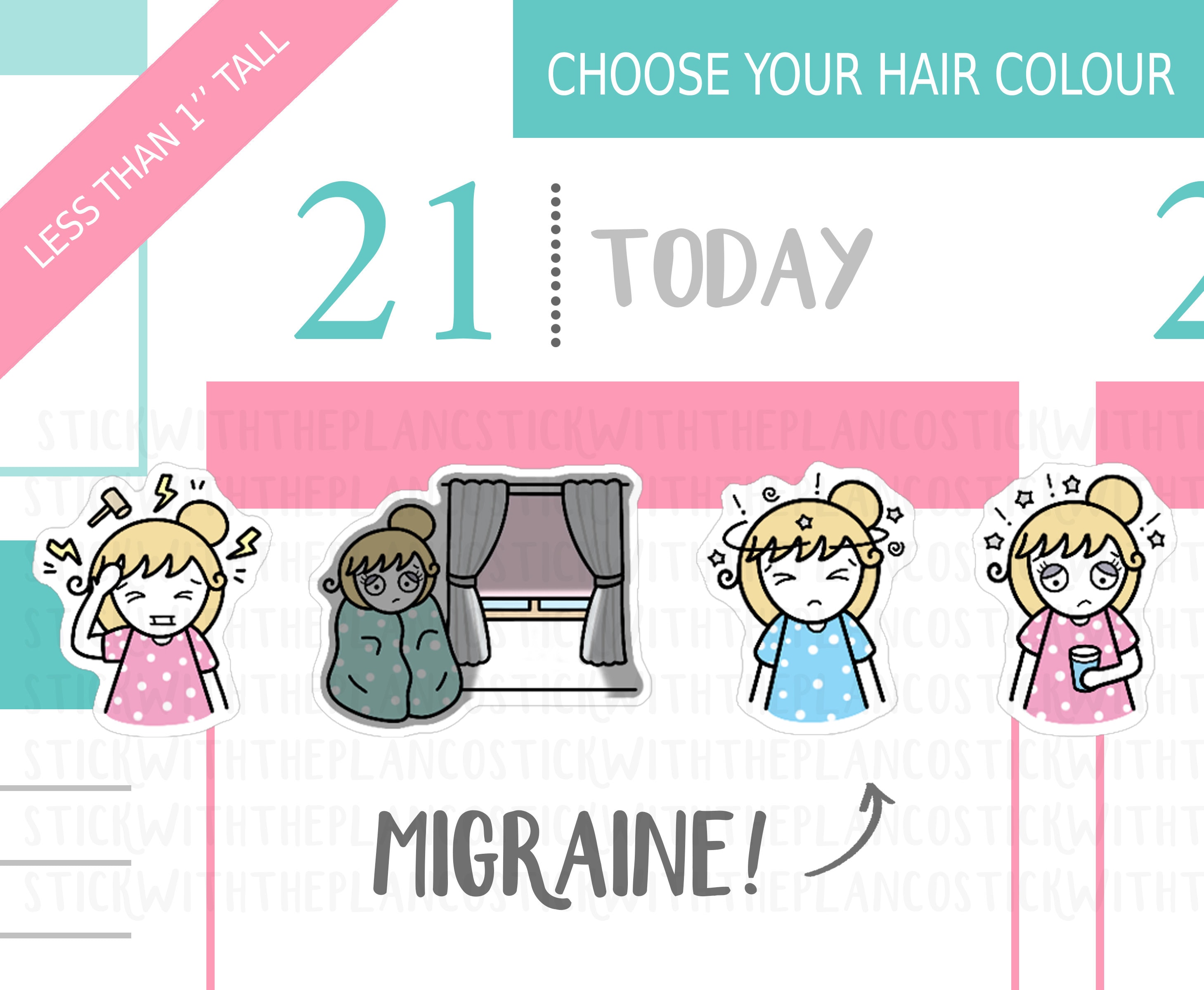 075 - Migraine Tracker Planner Stickers, Personalised Stickers, Heada…