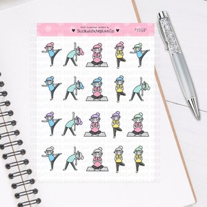 132 Yoga Planner Stickers, Personalised Stickers, Workout Stickers, Exercise Stickers, Fitness Stickers, Hobonichi Stickers image 2