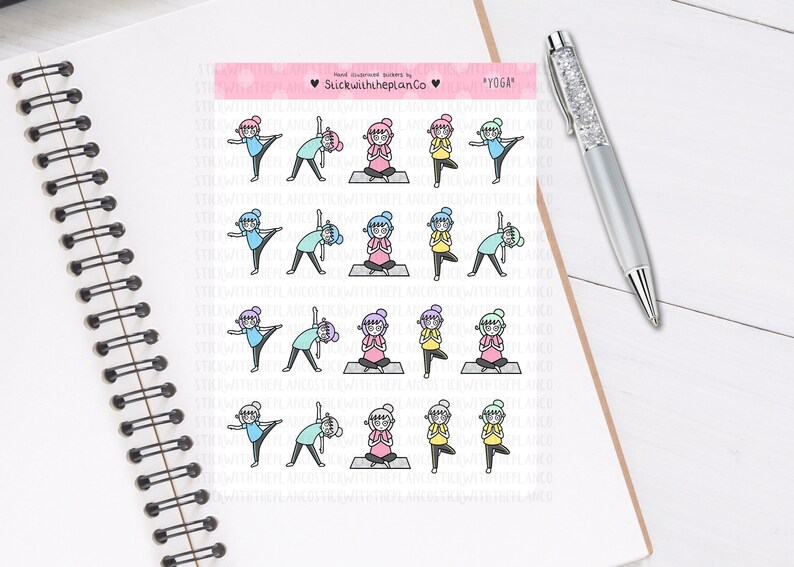 132 Yoga Planner Stickers, Personalised Stickers, Workout Stickers, Exercise Stickers, Fitness Stickers, Hobonichi Stickers image 2