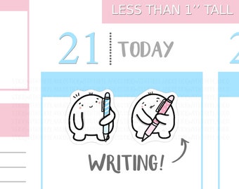 S_055 | Writing Planner Stickers, Take Notes Stickers, Emoti Stickers, Pen Stickers, Kawaii Stickers, Character Stickers