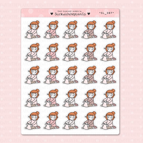 SL_087 - Folding Clothes Planner Stickers, Character Stickers, Customisable Stickers, StickwiththeplanCo, Girl Stickers