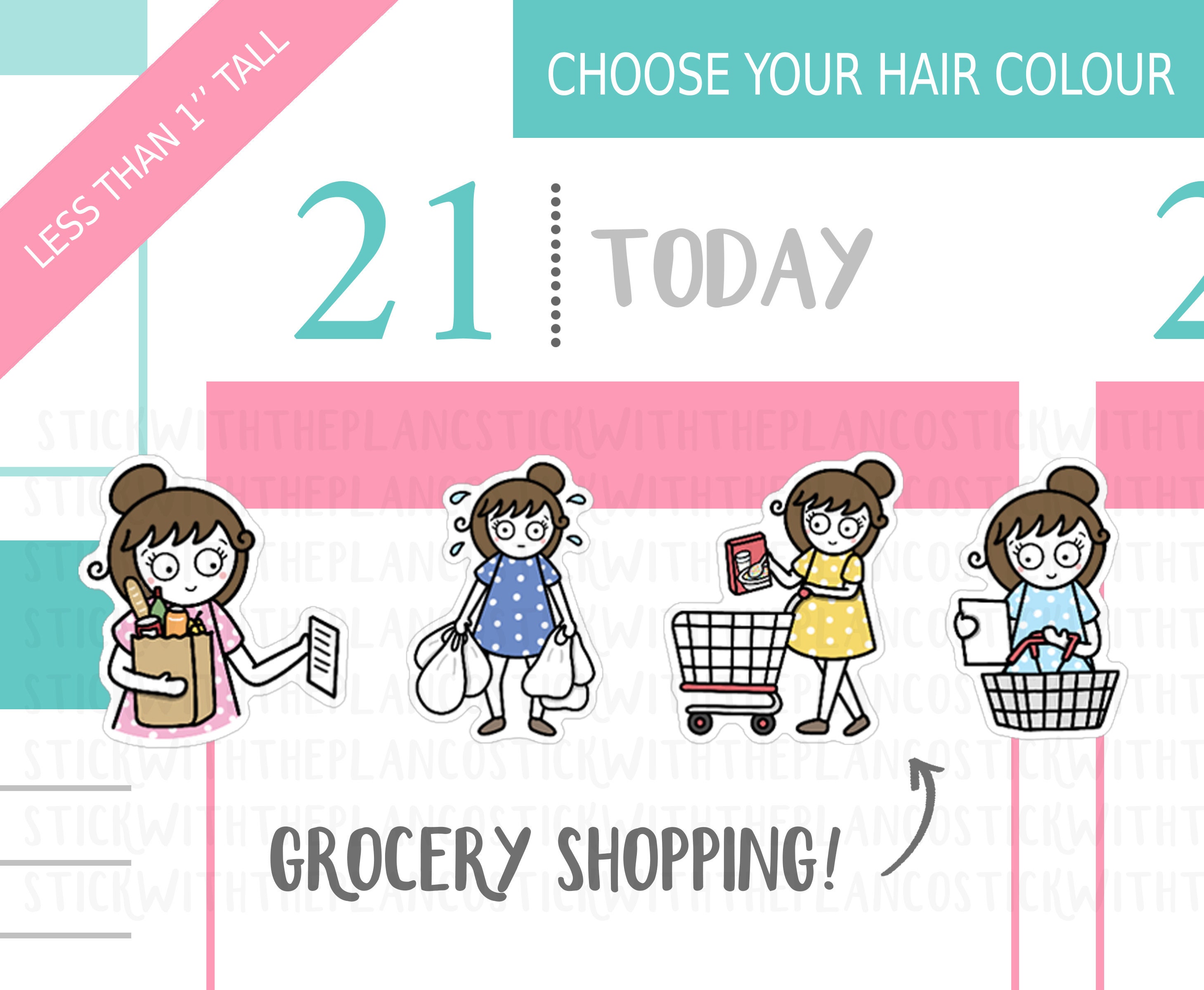 051 - Grocery Shopping Planner Stickers, Personalised Stickers, Shopp…