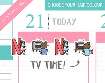 081 - TV Show Binge Planner Stickers, Personalised Stickers, TV Stickers, Hobby Stickers, Relaxing Stickers, Hobonichi Stickers