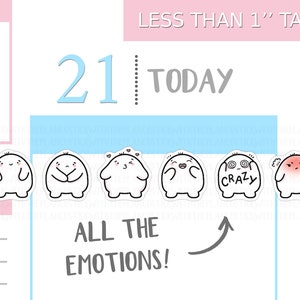 S_222 | Stickers Toutes les émotions, Stickers décoratifs, Stickers tracker, Stickers kawaii, Stickers mignons, Stickers calamars