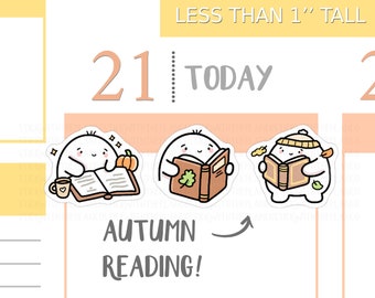 S_356 | Autumn Reading Planner Stickers,  Decorative Stickers, Autumn/Fall Stickers, Kawaii Stickers, Cute Stickers, Squidge Stickers