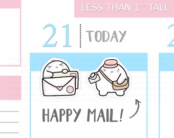 S_245 | Cute Happy Mail Stickers,  Decorative Stickers, Tracker Stickers, Kawaii Stickers, Cute Stickers, Squidge Stickers