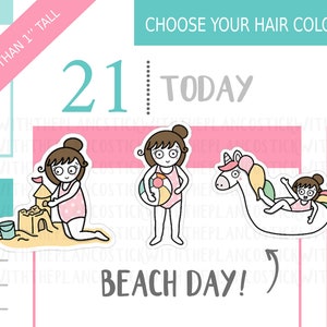 006 - Beach Day Planner Stickers, Personalised Stickers, Summer Stickers, Cute Stickers, Character Stickers, Pool Day Stickers