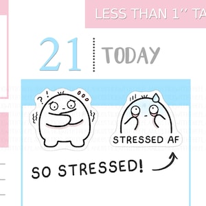 S_414 | Mega Stressed Planner Stickers,  Mental Health Stickers, Emoti Stickers, Tracker Stickers, Kawaii Stickers, Cute Stickers