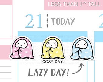 S_041 | Cosy Day Planner Stickers,  Lazy Day Stickers, Emoti Stickers, Day Off Stickers, Kawaii Stickers, Cute Stickers