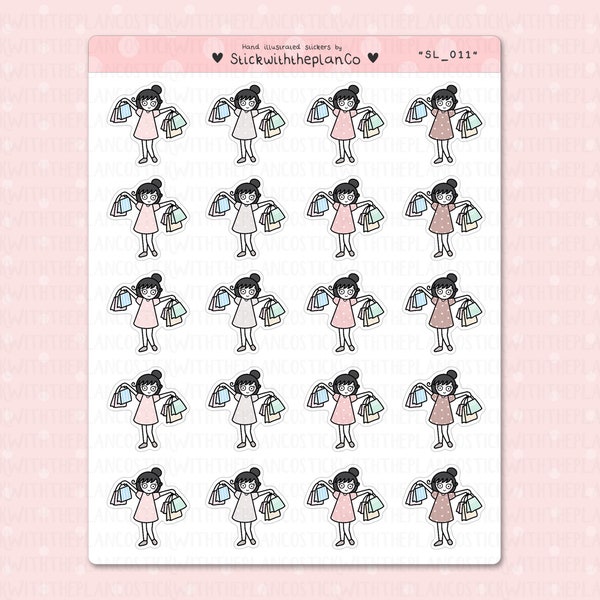 SL_011 - Shopping Spree Planner Stickers, Character Stickers, Customisable Stickers, StickwiththeplanCo