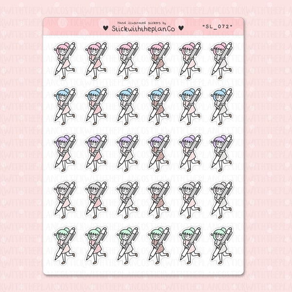 SL_072 - Writing Planner Stickers, Character Stickers, Customisable Stickers, StickwiththeplanCo