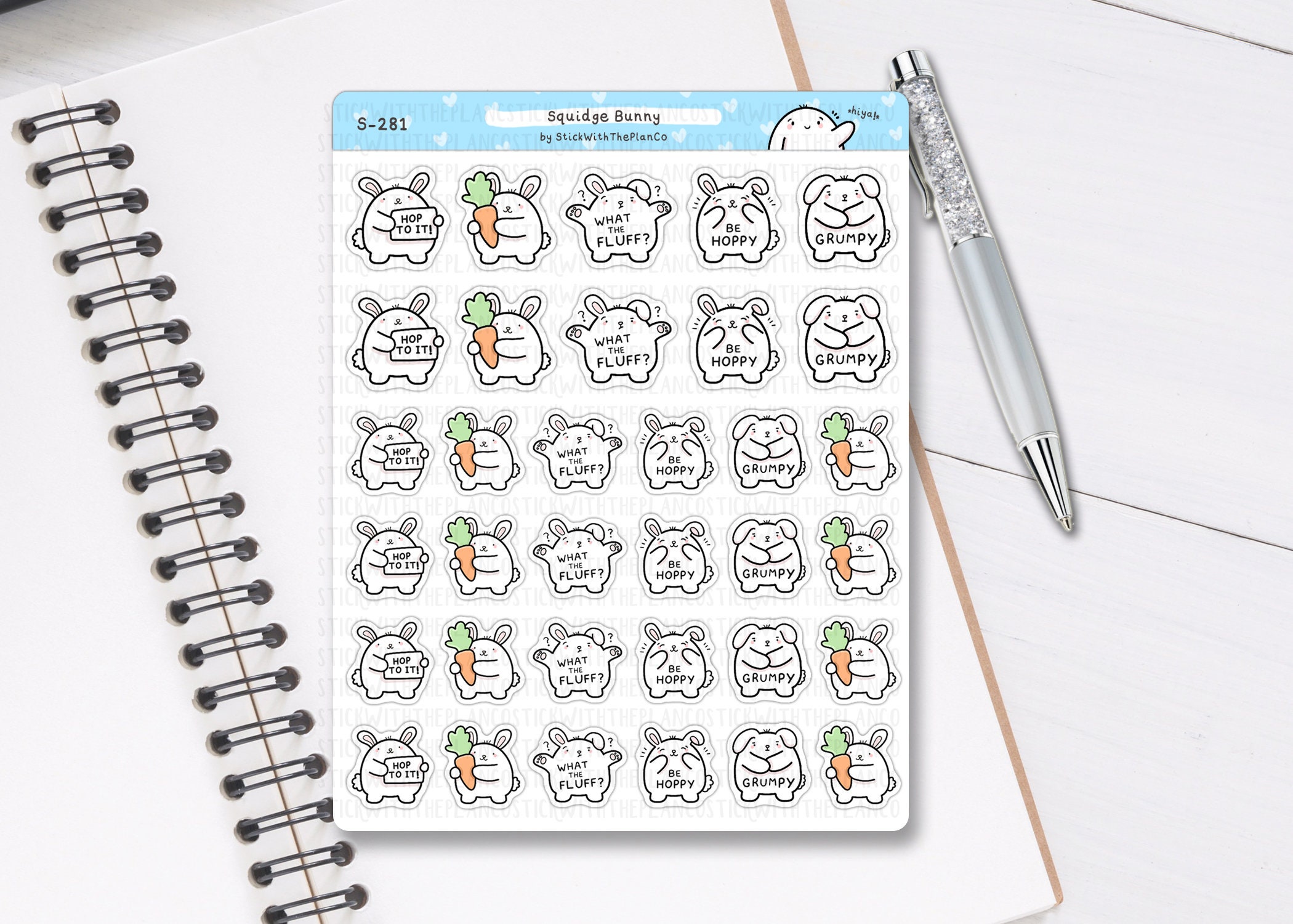 S_281 | Squidge Bunny Stickers, Decorative Stickers, Tracker Stickers ...